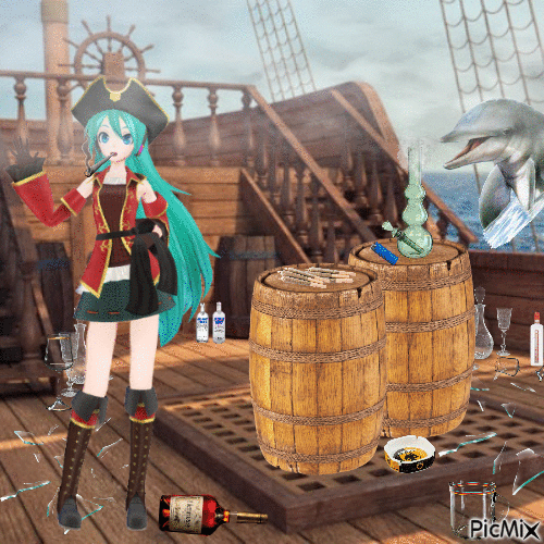 Pirate Miku W33d Dream - Бесплатни анимирани ГИФ