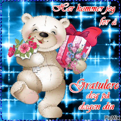 Her i come, to congratulate you on your Birthday - GIF animasi gratis