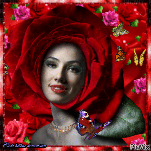 HD femme rose rouge - Gratis geanimeerde GIF