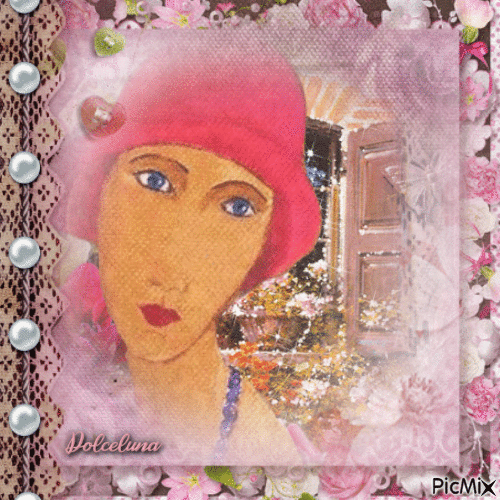 fashion hat lady in pink - Бесплатный анимированный гифка