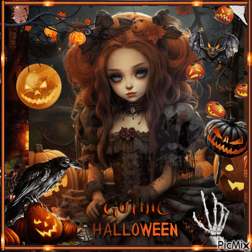 Gothic Halloween Girl - GIF animé gratuit