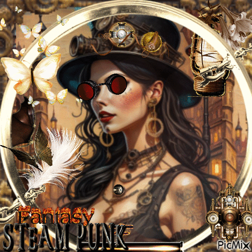 Retrato de una mujer Steampunk / Fantasía - Gratis geanimeerde GIF