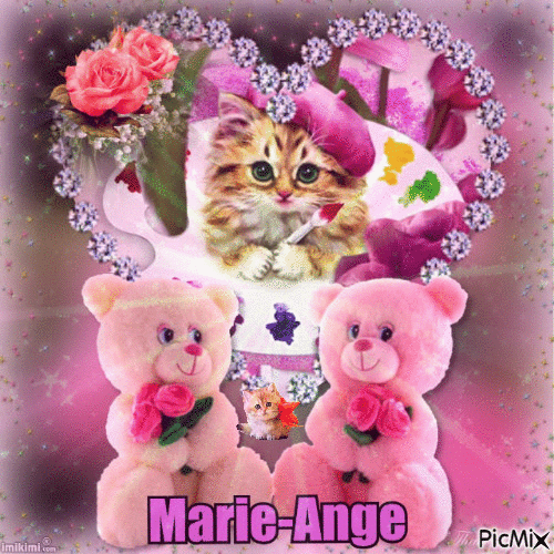 Coeur avec prénom Marie-Ange - Ingyenes animált GIF