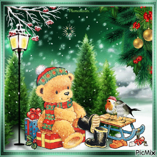 Mon ours de Noël. - GIF animado gratis