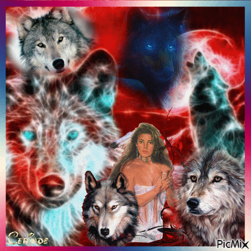 Collage de loups - GIF animé gratuit