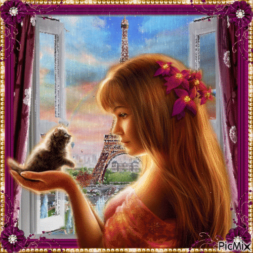 Young Girl In Paris - GIF animado gratis