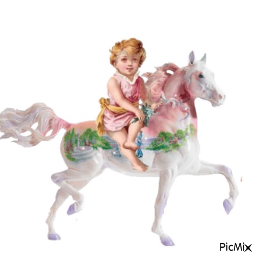 Girl riding carousel horse - png ฟรี
