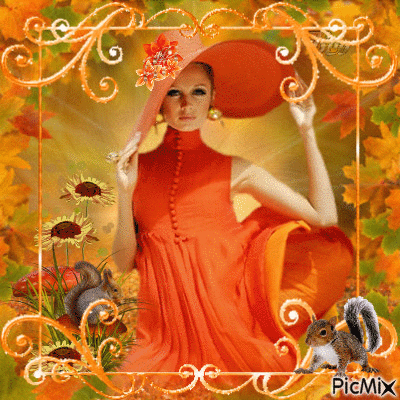 woman orange theme - Nemokamas animacinis gif