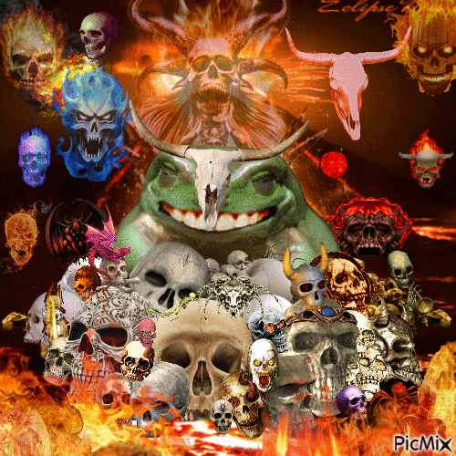 happy skull frog's skulls for the skull throne - Бесплатни анимирани ГИФ