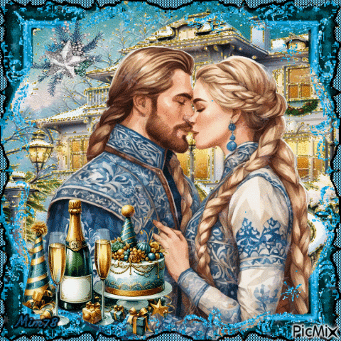 Couple pendant les fêtes, en hiver - Ingyenes animált GIF