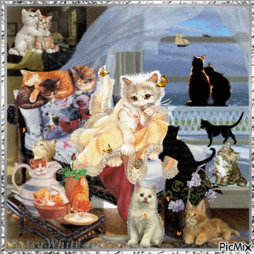 A family of cats, para Iván - Gratis geanimeerde GIF