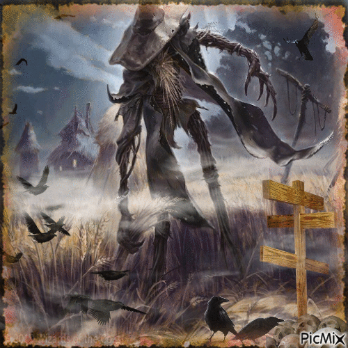 Halloween scarecrow - Бесплатный анимированный гифка
