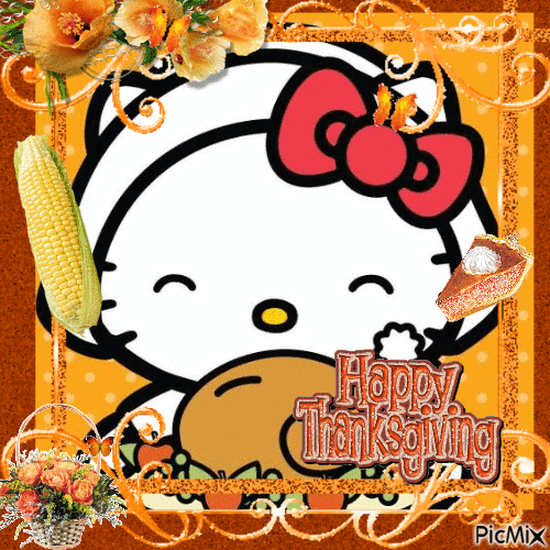 Thanksgiving hello kitty - Darmowy animowany GIF
