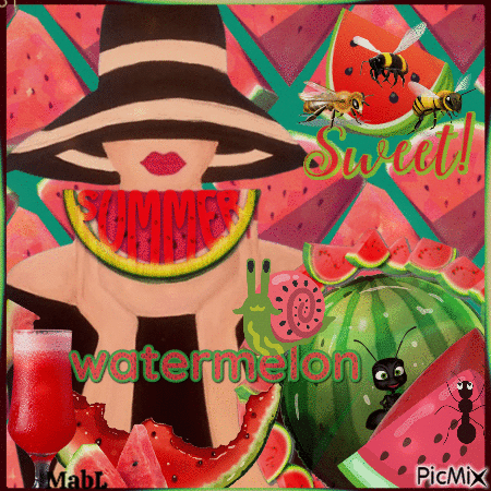 Sweet Summer Watermelon - GIF animasi gratis