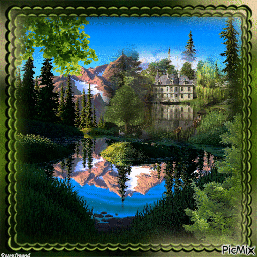 Burg in einer schönen Landschaft - Bezmaksas animēts GIF