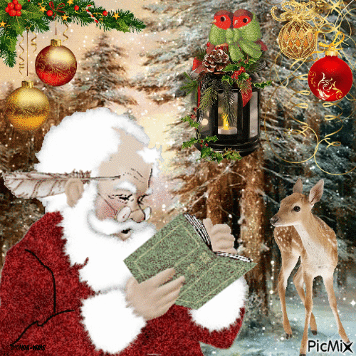 Christmas-Santa-deer-snow - Zdarma animovaný GIF