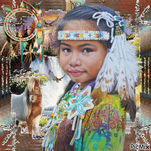 Native girl children - GIF animado gratis