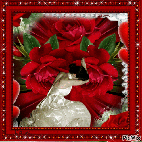 femme rose rouge - Zdarma animovaný GIF