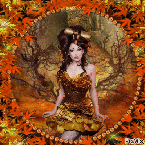 lady  autumn - GIF animado grátis