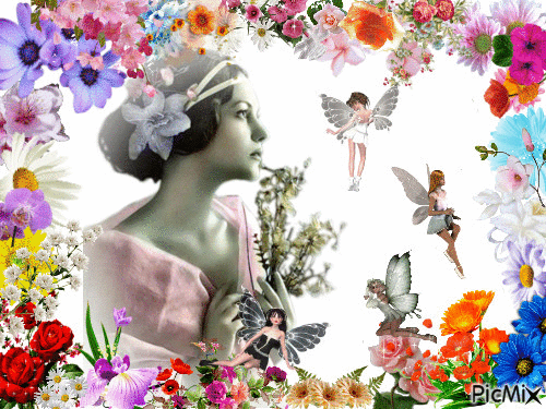 La femme aux fleurs - Δωρεάν κινούμενο GIF