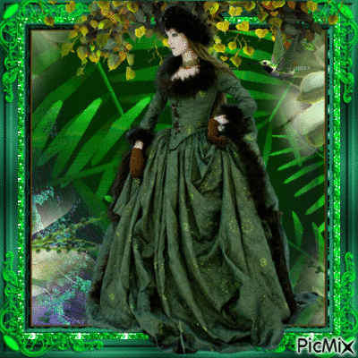 lady in green - GIF animate gratis
