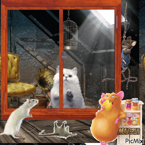 marzia -gatto con topi - Animovaný GIF zadarmo