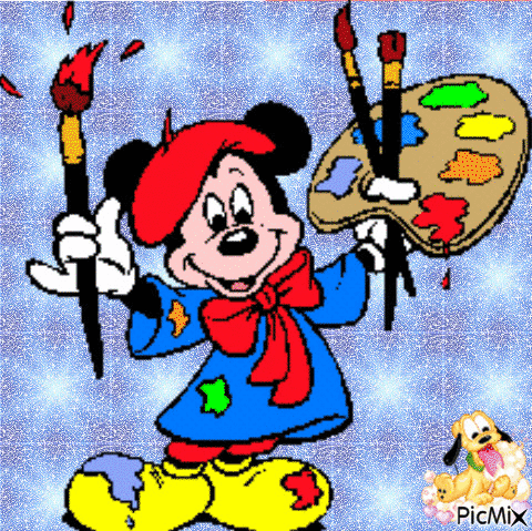 Mickey Peintre - GIF animado grátis
