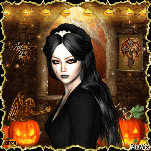 Halloween - portrait gothique - Безплатен анимиран GIF