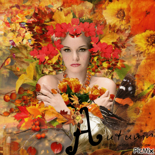 autumn lady - GIF animado grátis