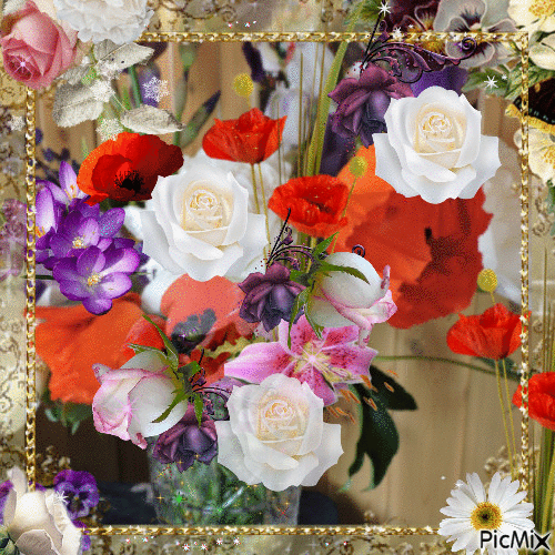 Fleurs dans un vase - Gratis geanimeerde GIF