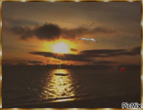 Sunset at sea - Gratis animerad GIF
