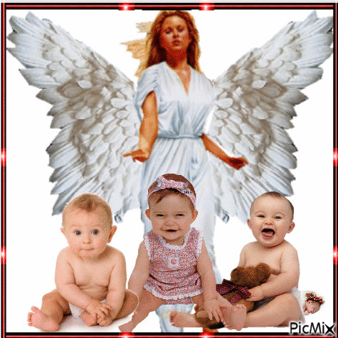 Aniołek i dzieci - GIF animé gratuit