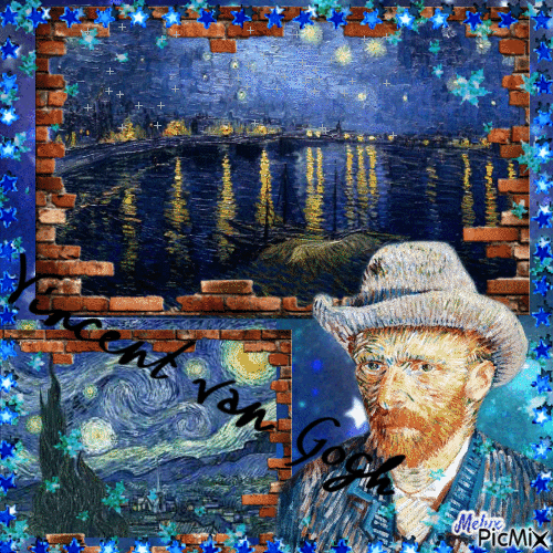 Vincent Van Gogh  dans les nuits étoilées - Free animated GIF