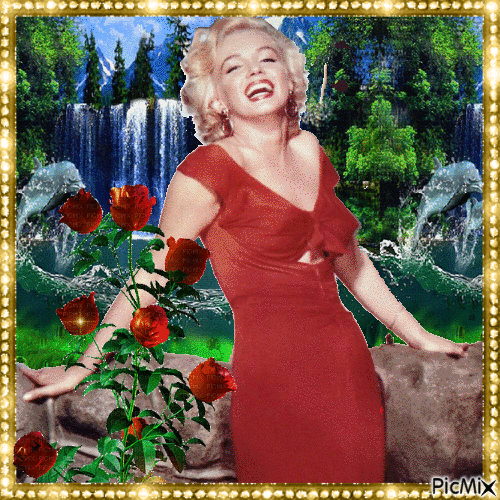 Marilyn Monroe e il suo ruolo in un film - Бесплатный анимированный гифка