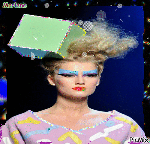 Portrait Woman Colors hat Deco Glitter White Fashion Glamour Makeup - GIF animasi gratis