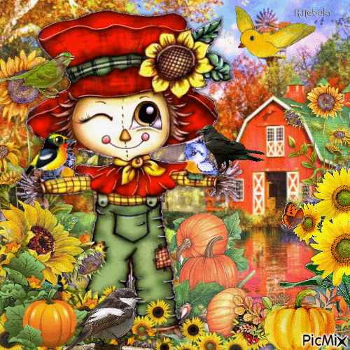 cute scarecrows - GIF animé gratuit