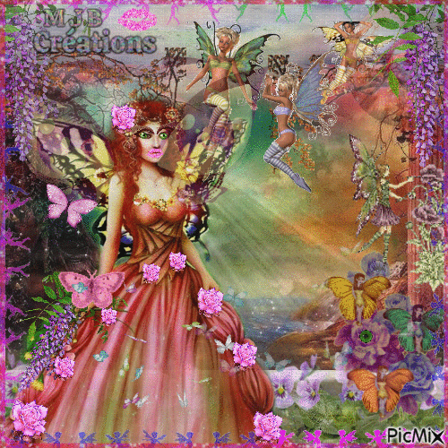 ..Femme  papillon  ..M J B Créations - Free animated GIF