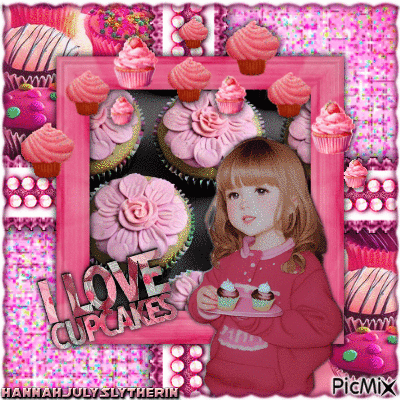 {♥}Little Hannah & Cupcakes{♥} - Gratis animerad GIF