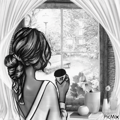 Par la fenêtre - Бесплатный анимированный гифка