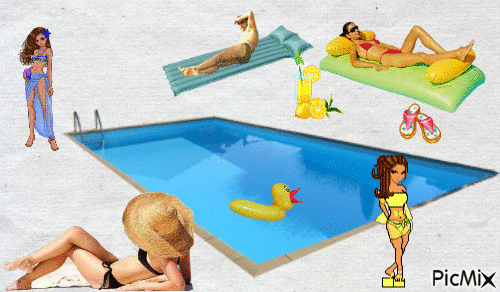 baignade piscine - GIF animado grátis