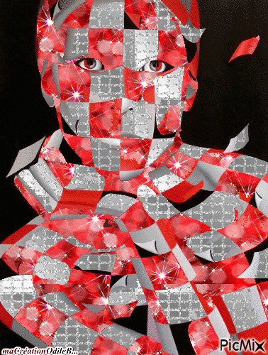 Femme en Rouge et gris - GIF animasi gratis