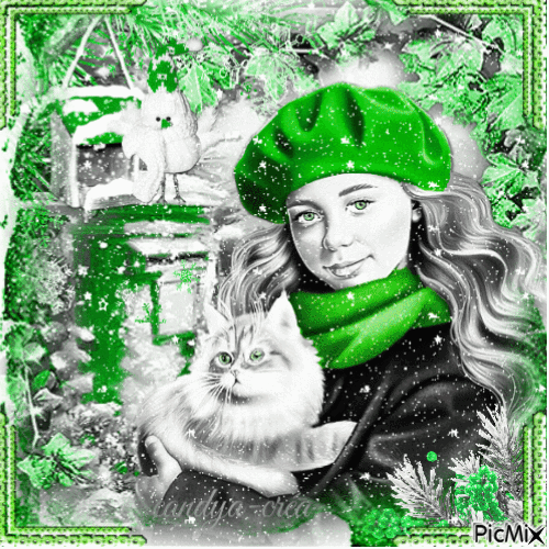 Hiver en vert et blanc - Ingyenes animált GIF