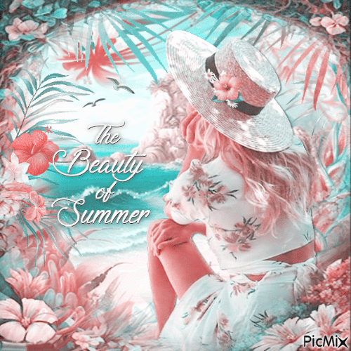 Summer sea woman - GIF animé gratuit