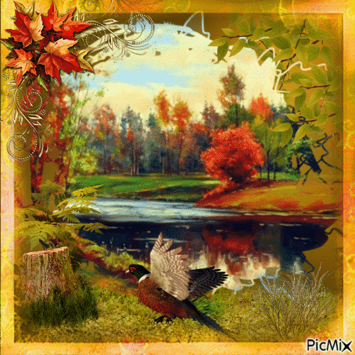 Осенний пейзаж - GIF animasi gratis