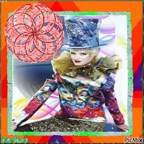 Portrait Woman Colors Carnaval Fashion Hat Deco Glitter Fashion Glamour - GIF animé gratuit
