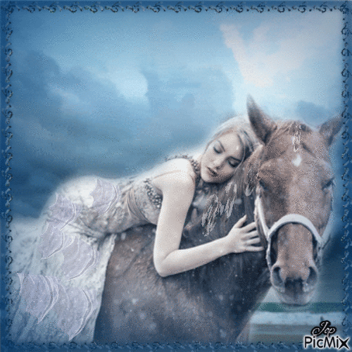 femme cheval - Free animated GIF