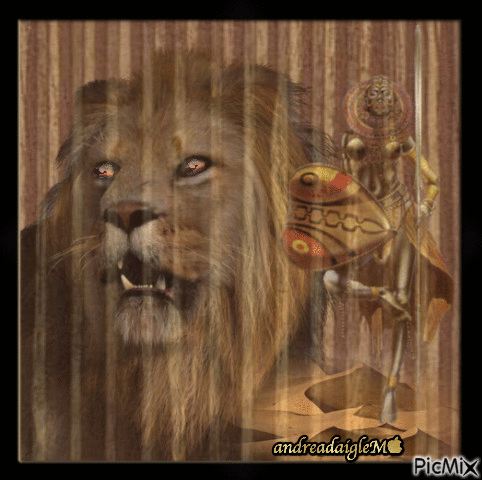 portrait lion ,,, - GIF animé gratuit