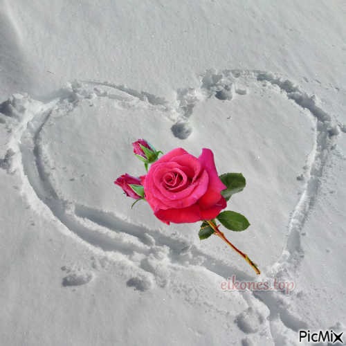 Καρδιά στο χιόνι - безплатен png