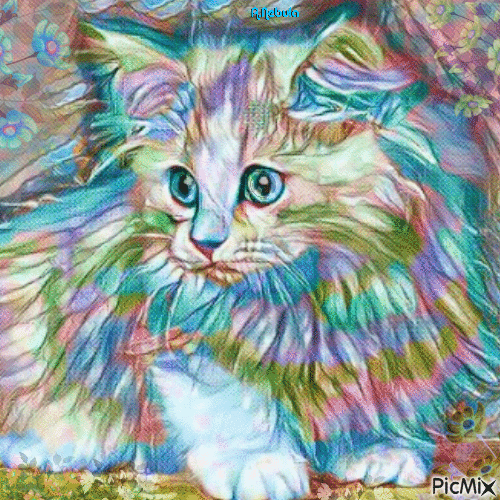 Colorful Rainbow Cat/contest - Gratis animerad GIF