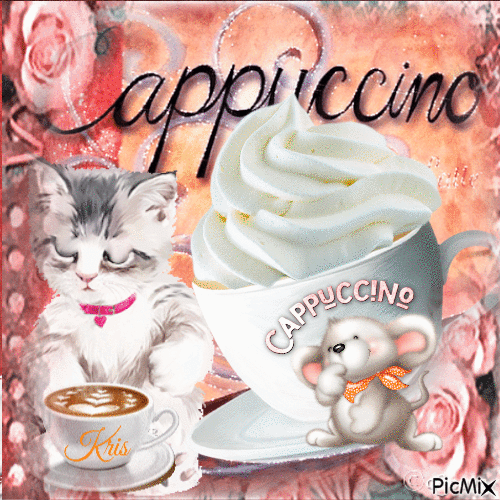 Cappuccino pour chat - GIF animé gratuit